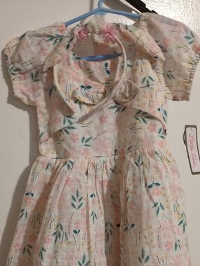 Little Lass Pink Floral Lining Cotton Kids' Dress 3T